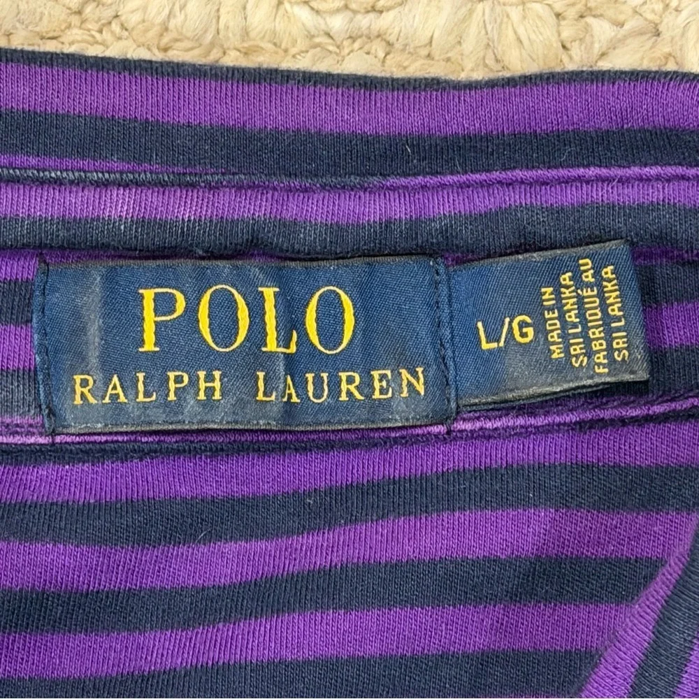 POLO Ralph Lauren Polo Mens Size L Classic Fit Purple Striped 100% Cotton Shirt